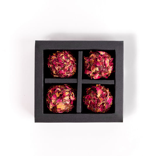 Luxury Eid Rose Date Balls 4pcs Gift Box