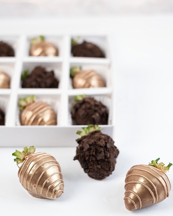 Golden and Dark Chocolate Covered Berries by NJD