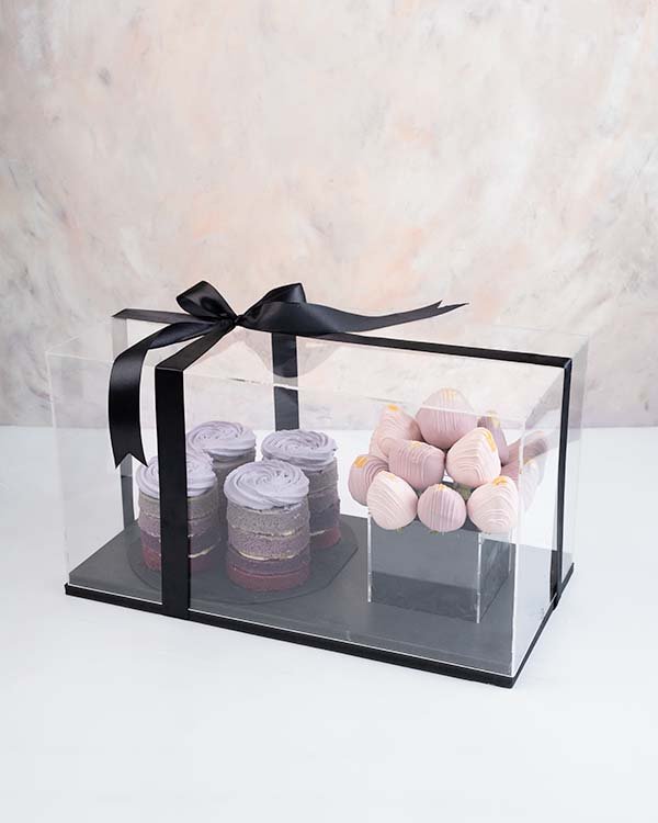 Ombre Mini Cakes and Berries Arrangement by NJD
