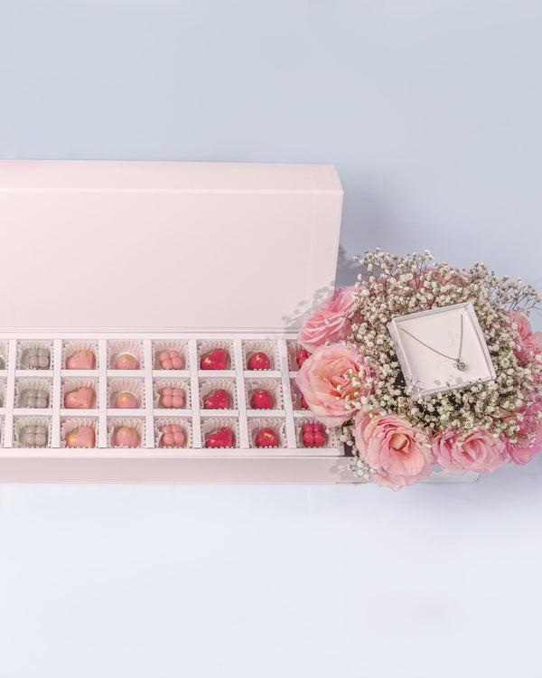 Large Chocolate tray with Bouquet and Necklace by NJD