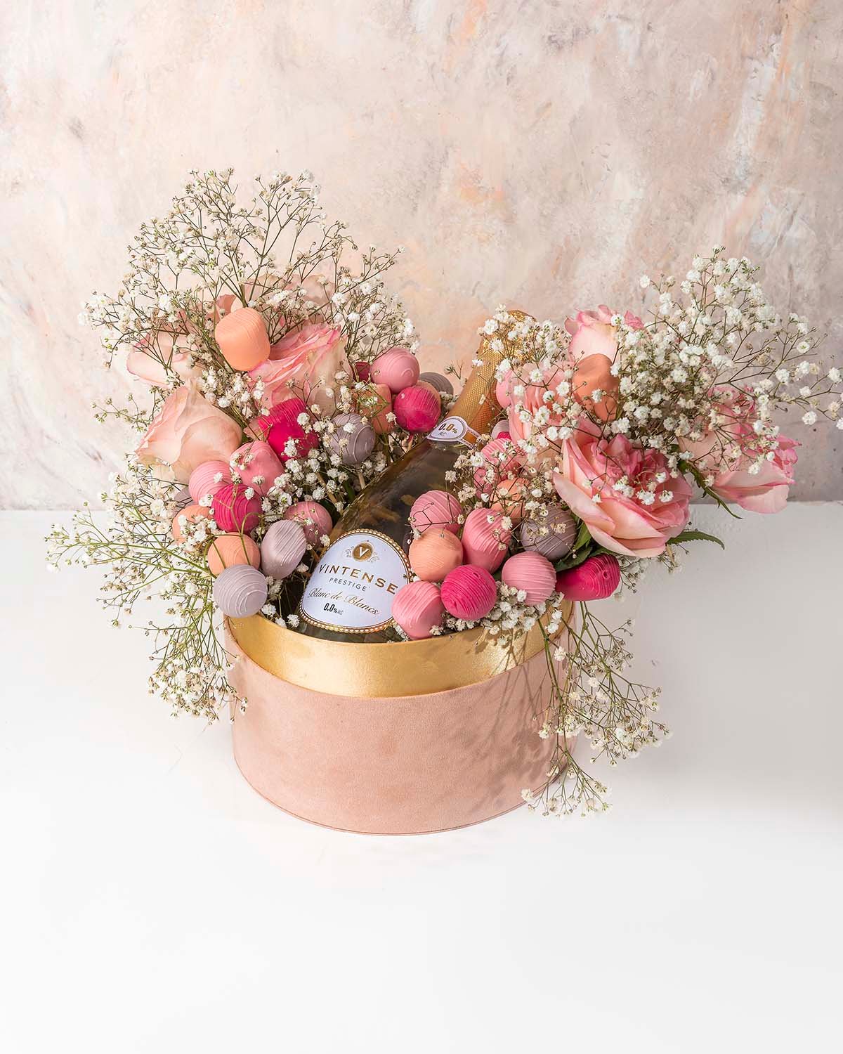 Non Alcoholic Wine, Roses and Desserts Hamper by NJD