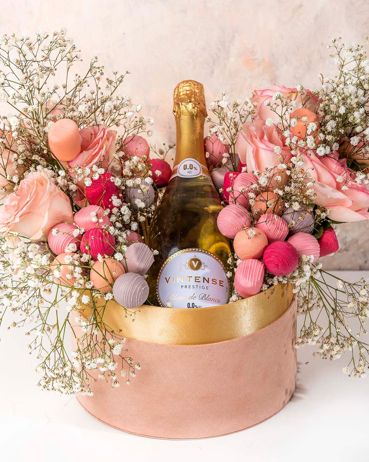 Non Alcoholic Wine, Roses and Desserts Hamper by NJD