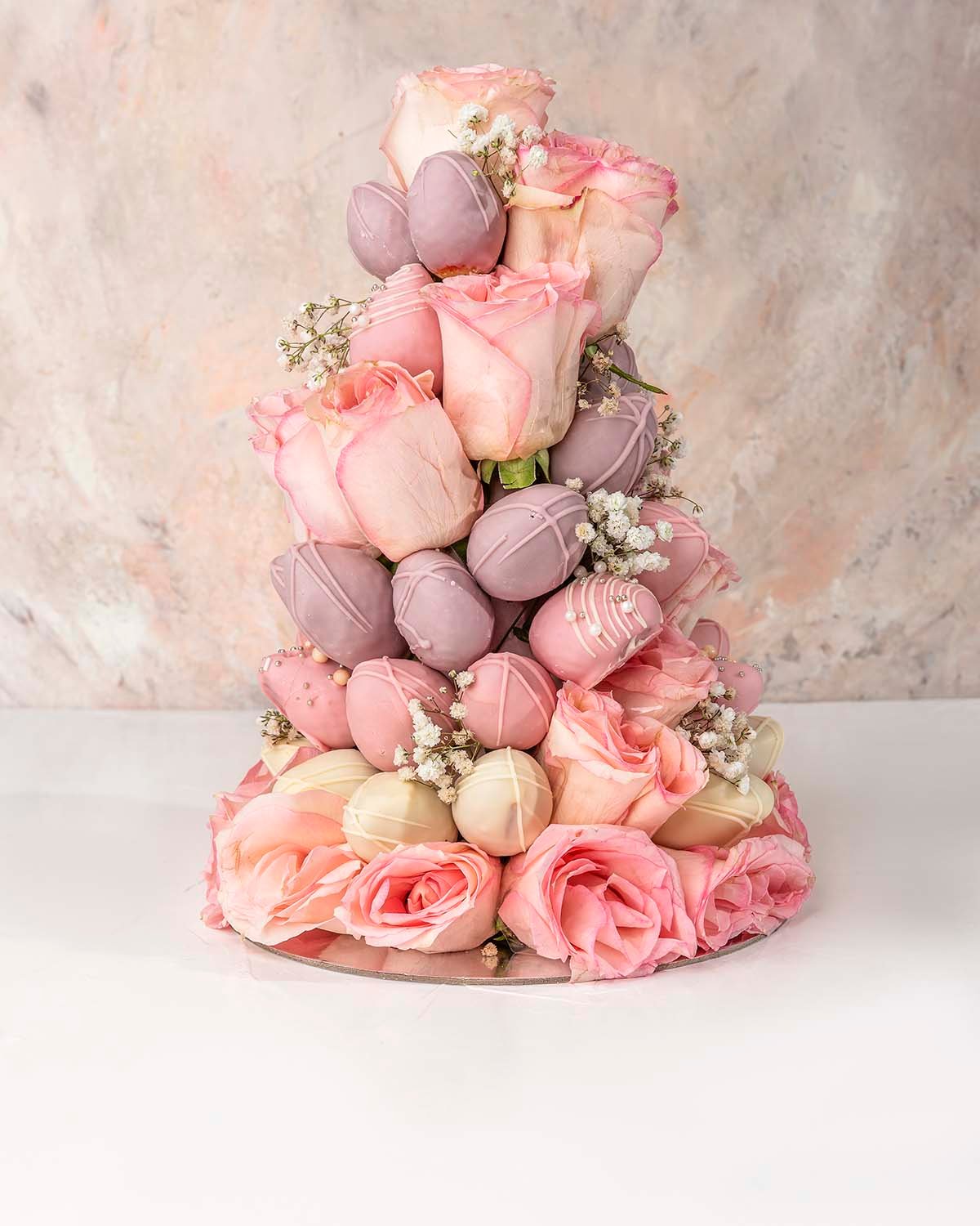 Chocolate Strawberries and Roses Tower by NJD
