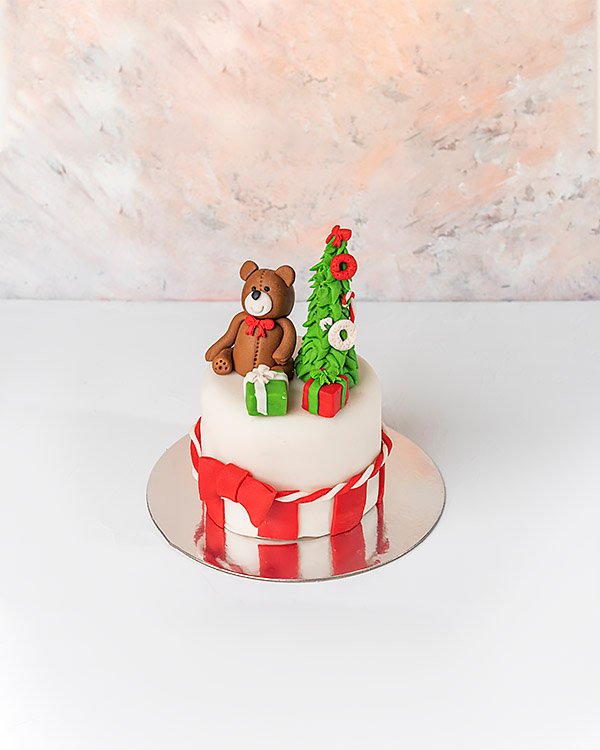Chocolate Teddy and Tree Christmas Cake by NJD