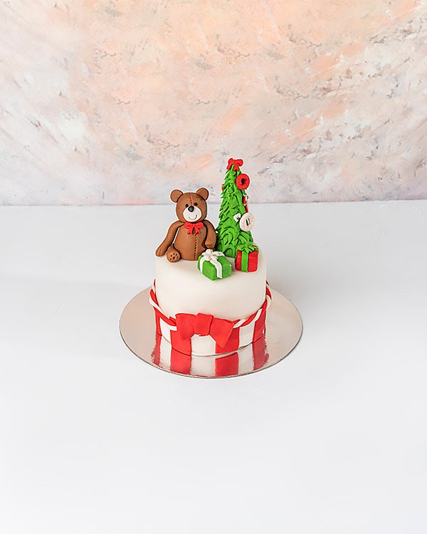 Chocolate Teddy and Tree Christmas Cake by NJD