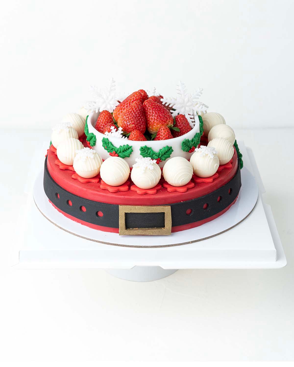 Holiday Season Cake with fresh strawberries