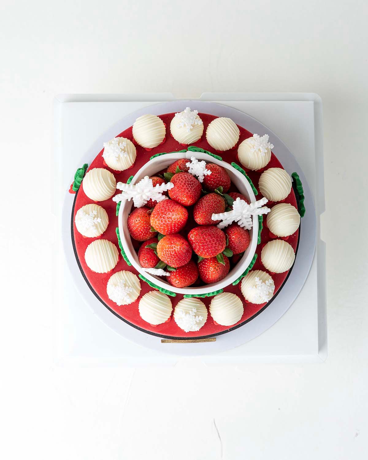 Holiday Season Cake with fresh strawberries