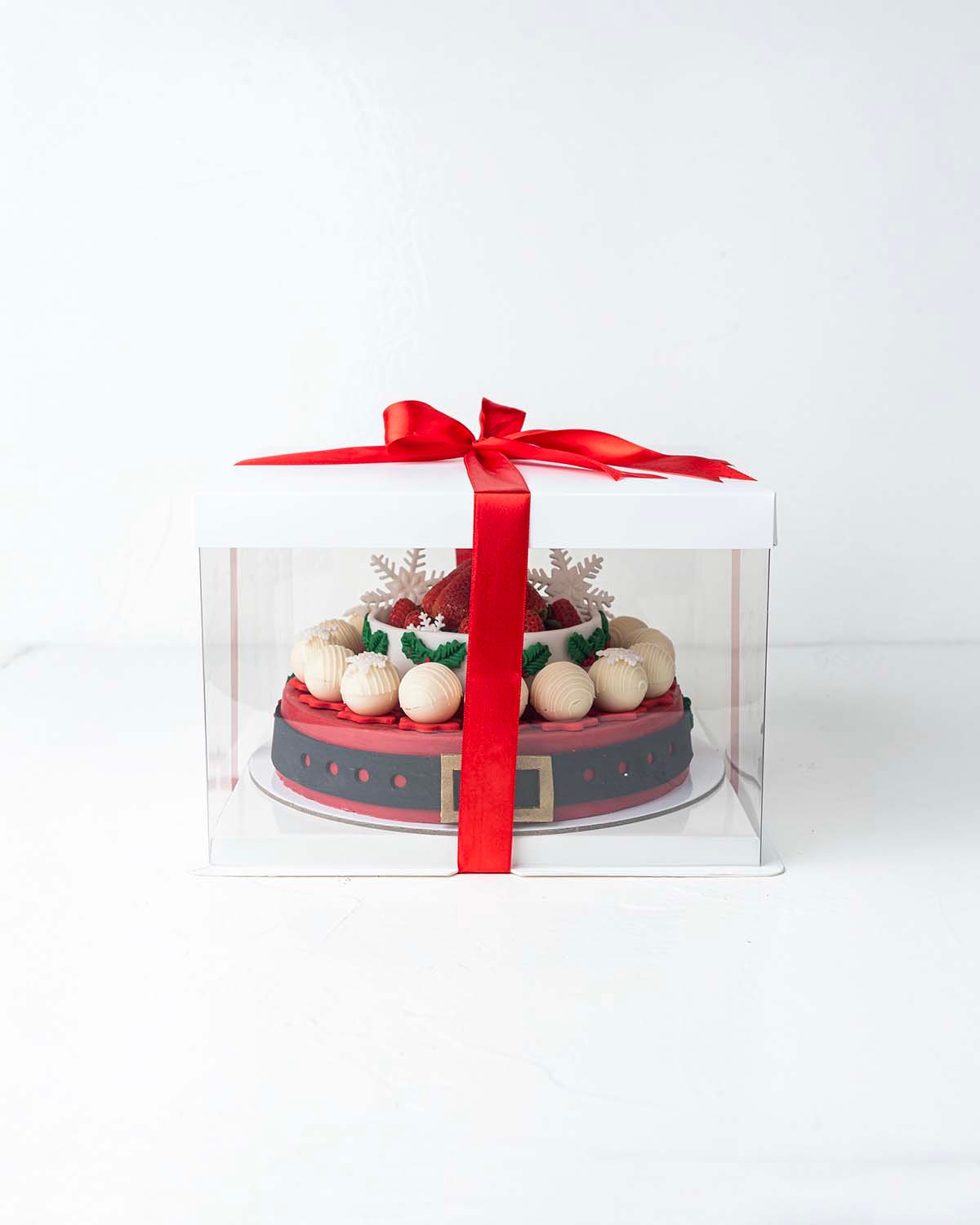 Holiday Season Cake with fresh strawberries