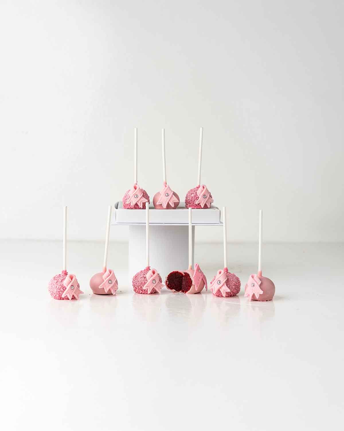 Bow of Hope Cake pops by NJD