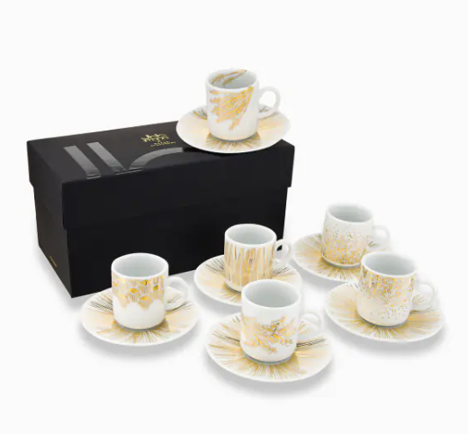 Tamrah S/2 Porcelain Teacups and Saucers