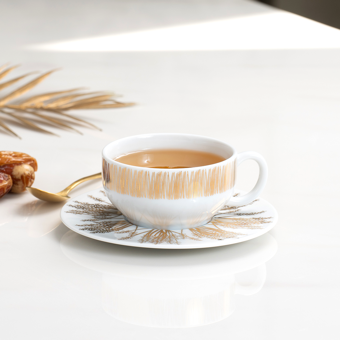 Tamrah S/2 Porcelain Teacups and Saucers