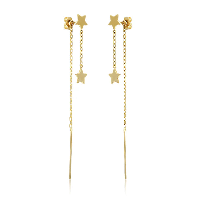 FALLING STAR DIAMOND CHAIN EARRINGS