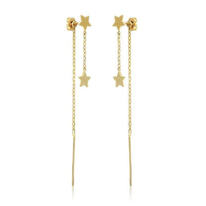 FALLING STAR DIAMOND CHAIN EARRINGS by NJD