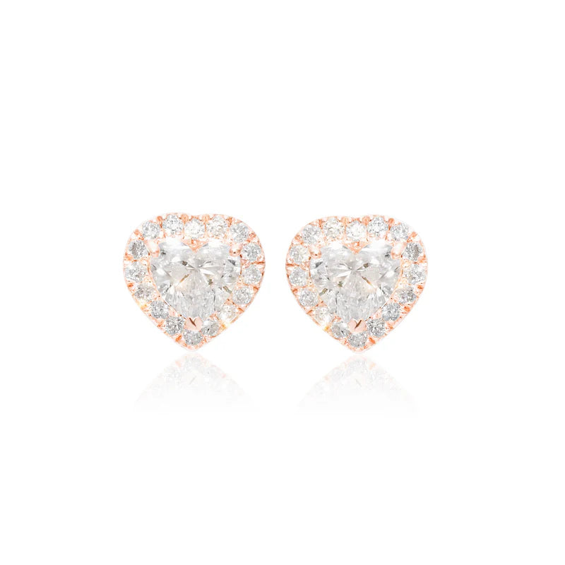1 CT HEART HALO DIAMOND EARRINGS