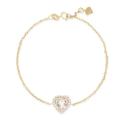 MORGANITE HEART HALO DIAMOND BRACELET by NJD