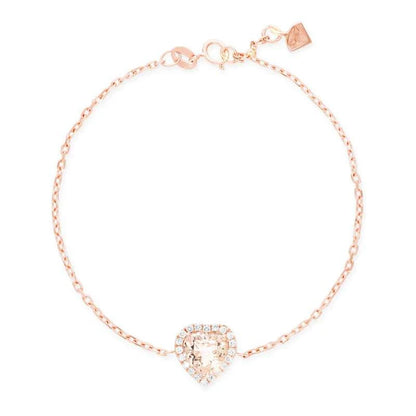 MORGANITE HEART HALO DIAMOND BRACELET by NJD