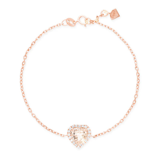 MORGANITE HEART HALO DIAMOND BRACELET
