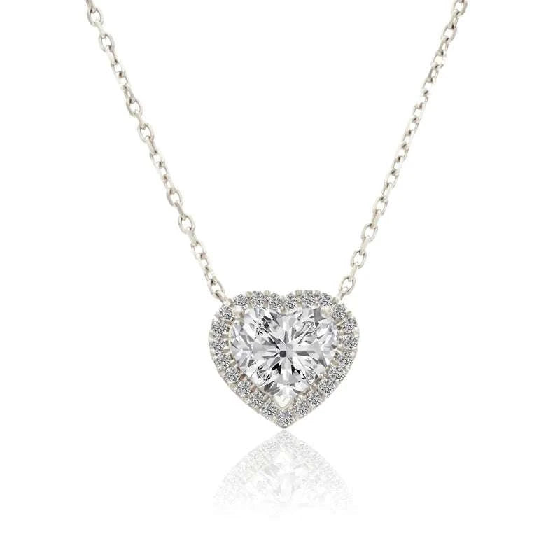 1.5 CT HEART HALO DIAMOND NECKLACE by NJD