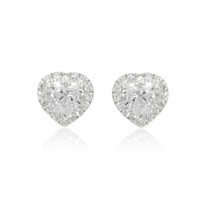 1 CT HEART HALO DIAMOND EARRINGS