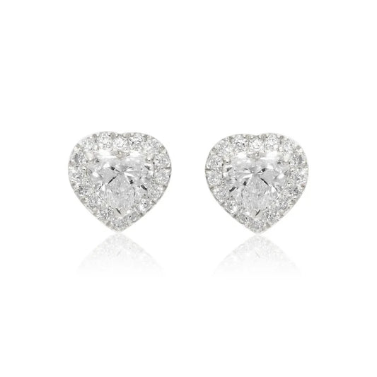 1 CT HEART HALO DIAMOND EARRINGS