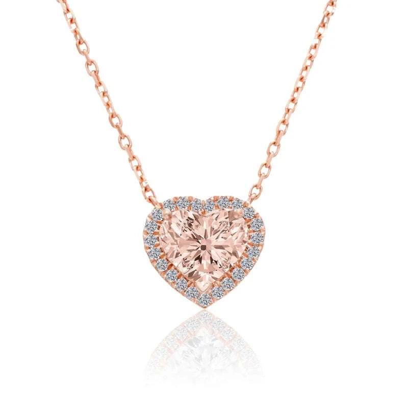 3 CT MORGANITE HALO HEART DIAMOND NECKLACE by NJD