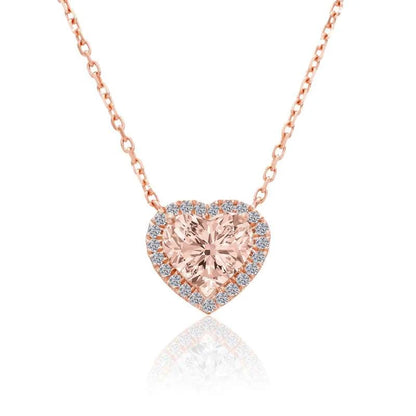 3 CT MORGANITE HALO HEART DIAMOND NECKLACE by NJD