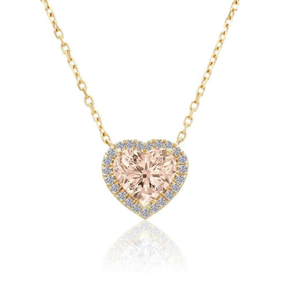3 CT MORGANITE HALO HEART DIAMOND NECKLACE by NJD