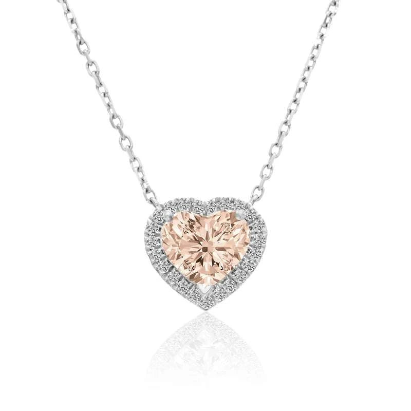 3 CT MORGANITE HALO HEART DIAMOND NECKLACE by NJD