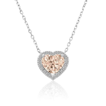 3 CT MORGANITE HALO HEART DIAMOND NECKLACE by NJD