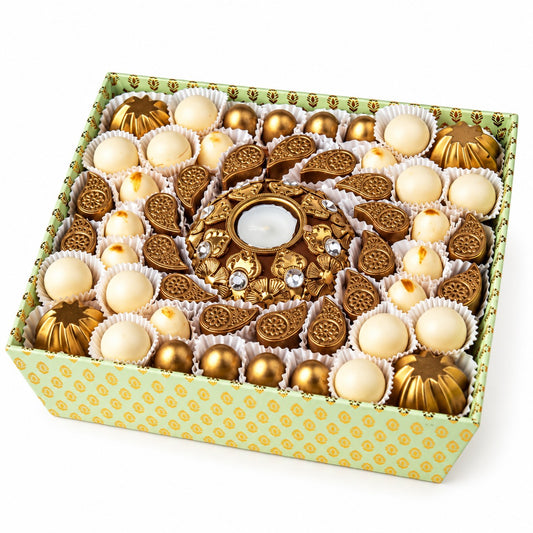 White and Golden Diwali Gift Tray