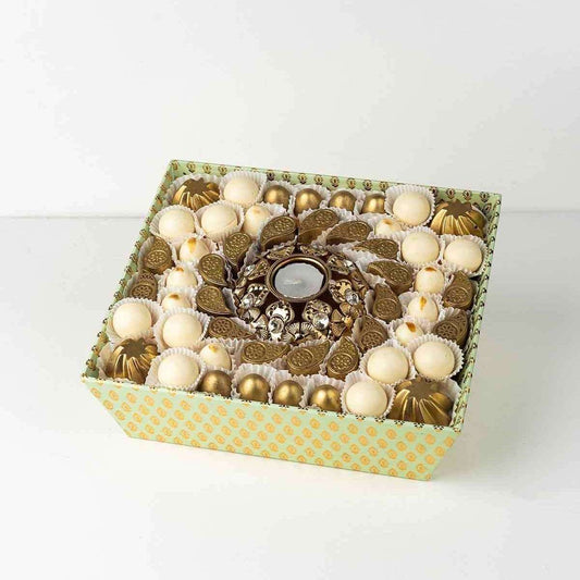White and Golden Diwali Gift Tray