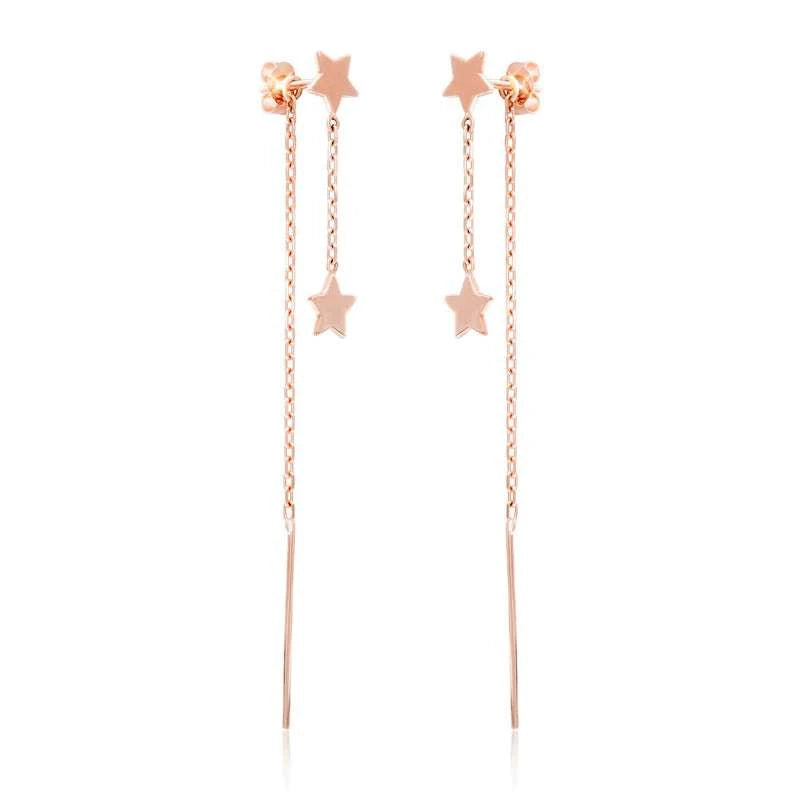 FALLING STAR DIAMOND CHAIN EARRINGS by NJD