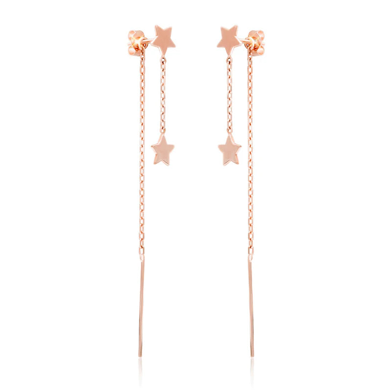 FALLING STAR DIAMOND CHAIN EARRINGS