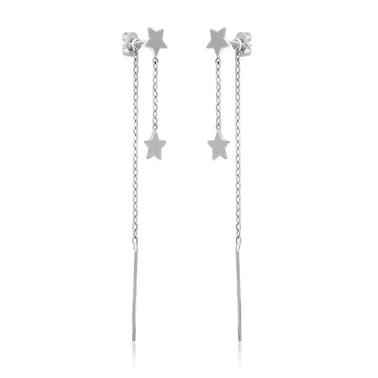 FALLING STAR DIAMOND CHAIN EARRINGS