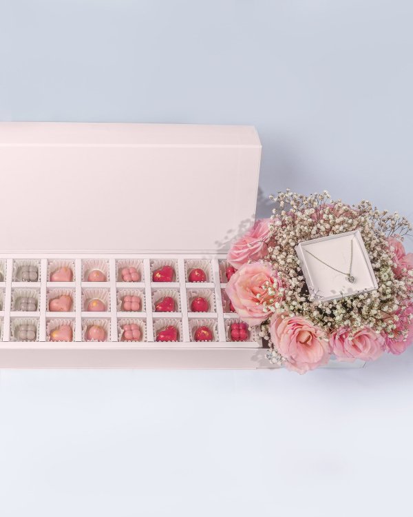 Large Chocolate tray with Bouquet and Necklace by NJD