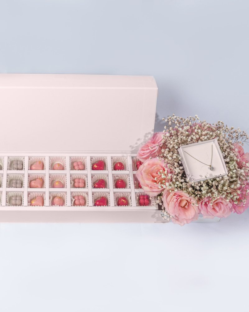 Large Chocolate tray with Bouquet and Necklace by NJD