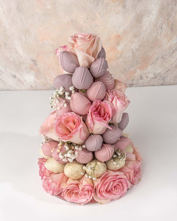 Chocolate Strawberries and Roses Tower by NJD