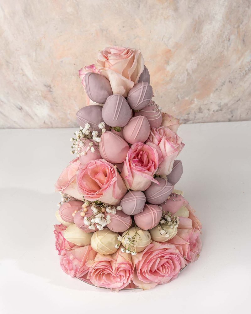 Chocolate Strawberries and Roses Tower by NJD